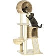 PAWHUT - Arbre à chat style cosy chic griffoirs grattoir sisal 2 grandes niches plateforme hamac peluche courte beige jacinthe d'eau - vignette
