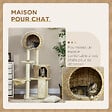 PAWHUT - Arbre à chat style cosy chic griffoirs grattoir sisal 2 grandes niches plateforme hamac peluche courte beige jacinthe d'eau - vignette