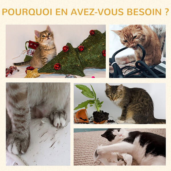 PAWHUT - Arbre à chat griffoir 2 niveaux hauteur 72 cm poteau sisal avec niche et plate-forme 1 balle suspendue beige - large