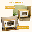 PAWHUT - Maison pour chat design poste de télévision - niche chat panier chat - coussin amovible, boule à ressort - aspect bois clair blanc - vignette