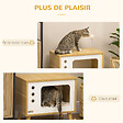 PAWHUT - Maison pour chat design poste de télévision - niche chat panier chat - coussin amovible, boule à ressort - aspect bois clair blanc - vignette