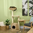 PAWHUT - Arbre à chat style cosy chic griffoirs sisal naturel niche 2 paniers avec coussins plateforme 2 boules suspendues quenouille peluche courte crème beige - vignette