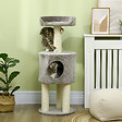 PAWHUT - Arbre à chat griffoirs sisal naturel arbre à grimper H.103 cm niche plateforme d'observation peluche grise - vignette