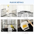 PAWHUT - PawHut Cage à oiseaux volière amovible sur roulettes - toit ouvrant, tiroir déjection, 2 perchoirs, 2 trappes, porte, 2 mangeoires, 2 poignées - étagère - acier PP noir - vignette