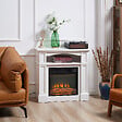 HOMCOM - Cheminée électrique XL style classique chic 1800 W  effet flammes LED minuterie température luminosité réglables télécommande fournie blanc - vignette