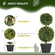 HOMCOM - Lot de 2 arbres buis artificiel double boules avec tronc et pot inclus - H.60 cm PE vert - vignette