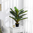 OUTSUNNY - Palmier artificiel H.0,85 m arbre artificiel tronc branches lichen feuilles grand réalisme pot inclus - vignette