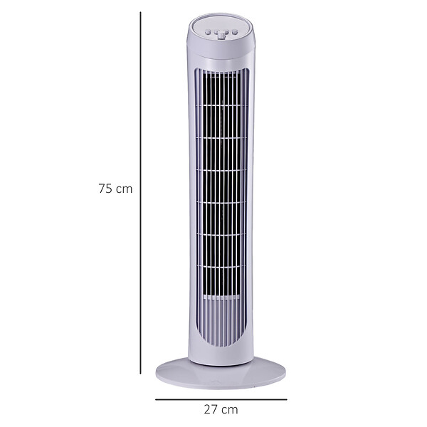 HOMCOM - HOMCOM Ventilateur colonne tour oscillant silencieux 45 W 3 vitesses 27L x 27l x 75H cm blanc - large