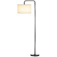 HOMCOM - Lampadaire design néo-rétro max. 40 W 163H cm abat-jour circulaire aspect lin blanc piètement structure acier noir - vignette