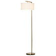 HOMCOM - Lampadaire design néo-rétro max. 40 W 153H cm abat-jour circulaire aspect lin blanc piètement structure métal doré - vignette