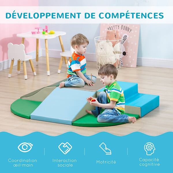 HOMCOM - 6 blocs de construction en mousse XL - modules de motricité - jouets éducatifs - certifiés normes EN71-1-2-3 - mousse EPE revêtement PU multicolore - large