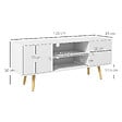 HOMCOM - Meuble TV style scandinave 2 portes 2 niches passe-fils pietement bois pin panneaux blanc - vignette