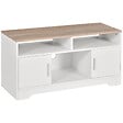 HOMCOM - Meuble TV Banc TV en Bois Grand Espace de Rangement avec 2 Compartiments Ouverts 2 Armoires à  Porte Une Armoire Ouverte 105 x 40 x 52 cm Blanc - vignette