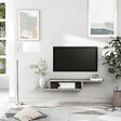 HOMCOM - Meuble TV mural flottant design - étagère murale flottante - niche, passe-fils - panneaux particules effet béton ciré - vignette