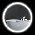 KLEANKIN - Miroir rond lumineux LED de salle de bain Ø 80 cm mural avec éclairage 3 couleurs interrupteur tactile système antibuée 46W blanc argent - vignette