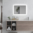 KLEANKIN - Miroir mural lumineux LED de salle de bain - 70L x 50l cm - avec 3 couleurs, luminosité réglable interrupteur tactile système antibuée transparent - vignette