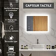 KLEANKIN - Miroir mural lumineux LED de salle de bain - 70L x 50l cm - avec 3 couleurs, luminosité réglable interrupteur tactile système antibuée transparent - vignette
