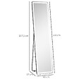 HOMCOM - Miroir LED sur pied ou mural au choix - intensité et couleur réglable - télécommande incluse - verre alu. noir - vignette