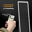 HOMCOM - Miroir LED sur pied ou mural au choix - intensité et couleur réglable - télécommande incluse - verre alu. noir - vignette