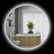 KLEANKIN - Miroir rond lumineux LED de salle de bain 60 cm avec éclairage interrupteur tactile système antibuée miroir mural LED à luminosité réglable 29 W gris - vignette