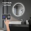 KLEANKIN - Miroir rond lumineux LED de salle de bain 60 cm avec éclairage interrupteur tactile système antibuée miroir mural LED à luminosité réglable 29 W gris - vignette