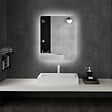 KLEANKIN - Miroir rectangulaire mural lumineux LED de salle de bain - 80 x 60 cm - 3 couleurs, luminosité réglable interrupteur tactile système antibuée blanc transparent - vignette