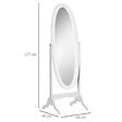 HOMCOM - Miroir à  pied ovale style shabby chic inclinaison réglable dim. 47L x 45l x 154H cm MDF blanc - vignette