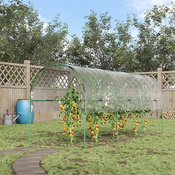 OUTSUNNY - Serre de jardin serre à tomates dim. 4L x 1,23l x 1,71H m acier thermolaqué vert PVC haute densité transparent - large