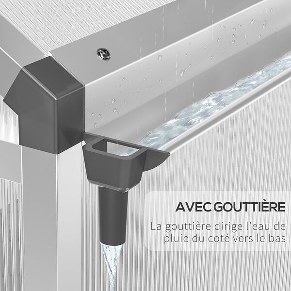 OUTSUNNY - Serre de jardin aluminium polycarbonate 4,6 m² dim. 2,42L x 1,9l x 1,95H m fondation lucarne porte loquet - large