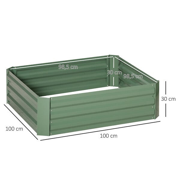 OUTSUNNY - Lot de 2 carrés potager de jardin dim. 100L x 100l x 30H cm tôle d'acier ondulée vert - large