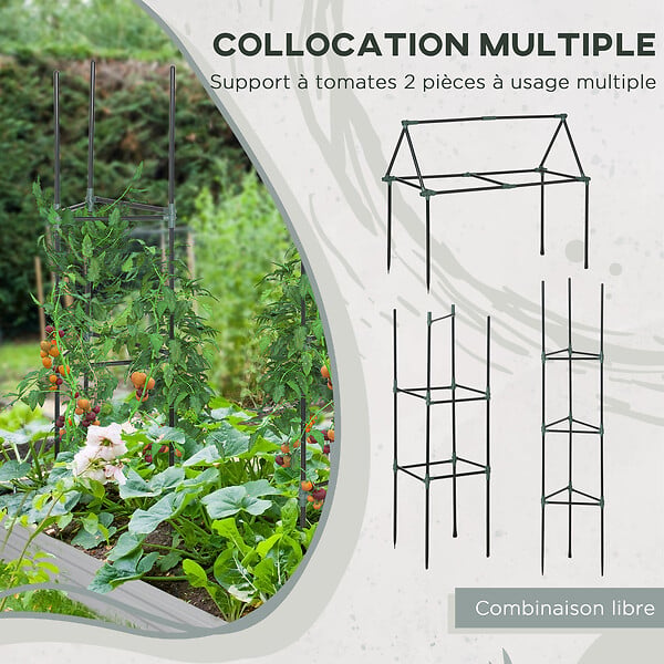 OUTSUNNY - Carré potager de jardin avec tuteur modulable acier vert foncé - tôle d'acier ondulée gris clair - large