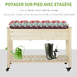 OUTSUNNY - Jardinière sur pieds - potager sur roulettes - étagère, inserts d'irrigation, feutre de drainage inclus - bois massif sapin - vignette