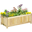 OUTSUNNY - Jardinière sur pied pliable bac à fleurs dim. 70L x 30l x 25H cm corps aspect lattes bois sapin pré-huilé - vignette