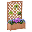 OUTSUNNY - Jardinière avec treillis - bac à fleurs - jardinière sur pied - dim. 70L x 28l x 117H cm - fond à lattes - bois sapin pré-huilé - vignette
