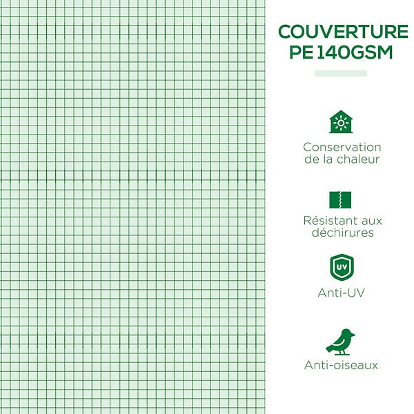 OUTSUNNY - Mini serre de jardin serre à  tomates dim. 300L x 80l x 45H cm acier PE 5 fenêtres zippées enroulables vert - large