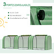 OUTSUNNY - Mini serre de jardin serre à  tomates 2,95L x 1l x 0,8H m acier PE haute densité 140 g/mÂ² anti-UV 3 fenêtres zip enroulables vert - vignette