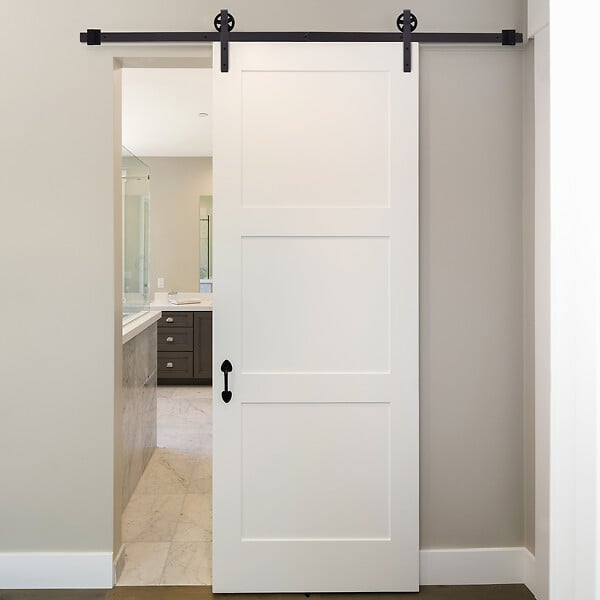 HOMCOM - Kit de porte coulissante système galandage pour porte épaisseur 35-45 ou 40-45 mm longueur rail 1,83 m charge max. 100 Kg acier brun - large