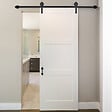 HOMCOM - Kit de porte coulissante système galandage pour porte épaisseur 35-45 ou 40-45 mm longueur rail 1,83 m charge max. 100 Kg acier brun - vignette