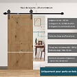 HOMCOM - Kit de porte coulissante système galandage pour porte épaisseur 35-45 ou 40-45 mm longueur rail 1,83 m charge max. 100 Kg acier brun - vignette