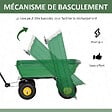 OUTSUNNY - Chariot de jardin à main benne basculante 75° 75L charge max. 200 Kg 4 roues pneumatiques acier PP jaune vert - vignette