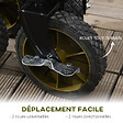 OUTSUNNY - Chariot de jardin pliable 4 roues - bâche amovible, poignée télescopique réglable, 5 pochettes rangement - acier polyester kaki - vignette