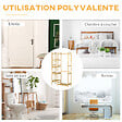 HOMCOM - Penderie porte-manteaux - 5 étagères, espace penderie, 2 patères - dim. 90L x 30l x 155H cm - bois bambou - vignette