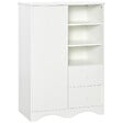 HOMCOM - Armoire - meuble multi-rangements - placard porte 5 étagères, 3 niches, 2 tiroirs - panneaux de particules blanc - vignette