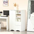 HOMCOM - Armoire - meuble multi-rangements - placard porte 5 étagères, 3 niches, 2 tiroirs - panneaux de particules blanc - vignette