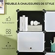 HOMCOM - Meuble de rangement - meuble à chaussures modulable 12 casiers avec portes et étagères - dim. 125L x 32l x 125H cm - PP noir blanc - vignette