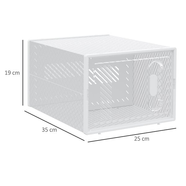 HOMCOM - Lot de 8 boites cubes rangement à chaussures modulable avec portes transparentes - dim. 25L x 35l x 19H cm - PP blanc transparent - large