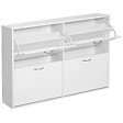 HOMCOM - Armoire à  chaussures meuble à  chaussures grande taille dim. 120L x 24l x 81H cm  4 portes abattantes double niveau panneaux particules blanc - vignette