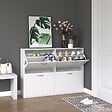 HOMCOM - Armoire à  chaussures meuble à  chaussures grande taille dim. 120L x 24l x 81H cm  4 portes abattantes double niveau panneaux particules blanc - vignette