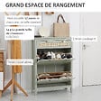 HOMCOM - Meuble à chaussures style bohème chic - 2 portes abattantes 2 étagères réglables tiroir - MDF vert d'eau aspect rotin - vignette