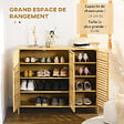 HOMCOM - Meuble à  chaussures style cosy chic - 3 portes, 6 étagères - portes à  lattes, poignées invisibles - bambou verni - vignette